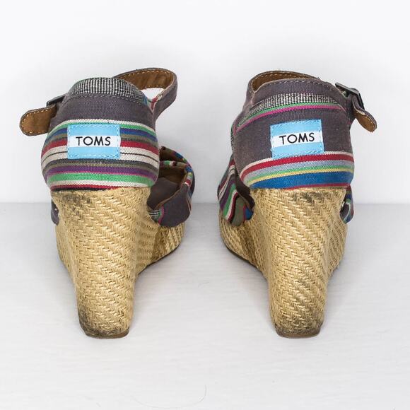 TOMS Sandals Wedge Platform Heels Espadrille Coastal Grandma Boho Preppy Retro 8 - Picture 4 of 6